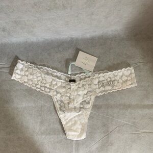 NWT Victoria's Secret White Lace Heart Panties - I Do Collection